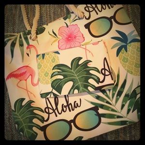 Pink Flamingo Beach Bag